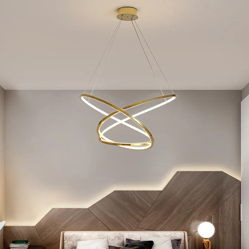 Stainless steel clover art chandelier modern creative dining chandelier simple 360 degree led pendant light