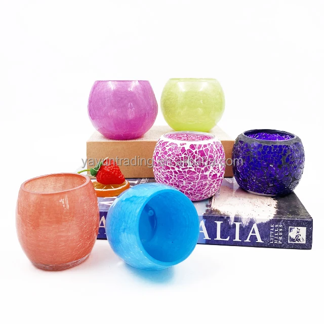 Custom 3 Wick Candle Jars Colorful Vessels Luxury Glass Candle Holder