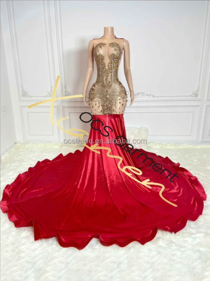 Ocstrade Fall Winter Luxurious Rhinestone Prom Gowns