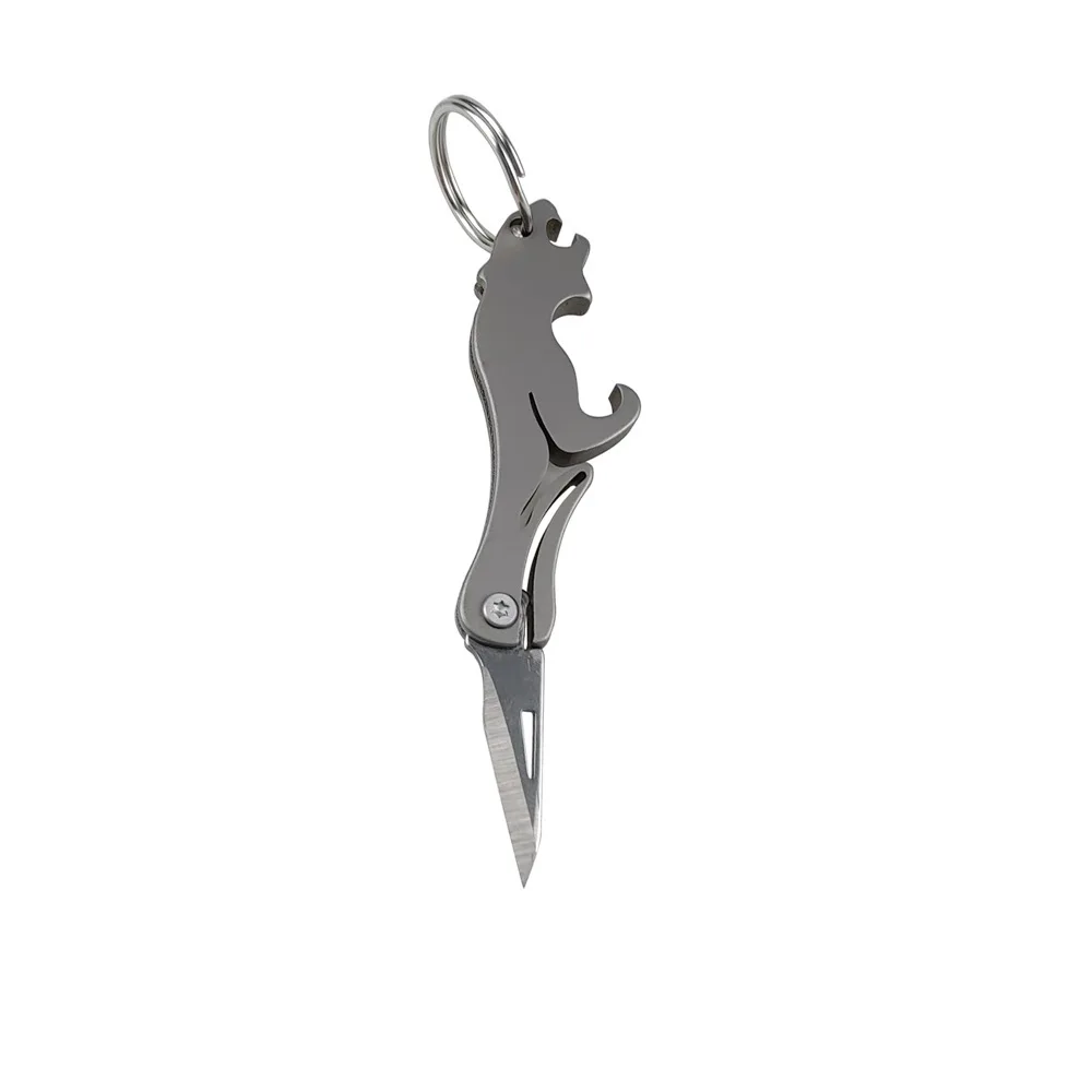 BST-TI Titanium Leopard Knife Multifunctional Tool Bottle Opener Portable Keychain Pendant Unpacking Express Box Opening Knife
