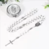 001 Collana Rosario Bianco con Scatola