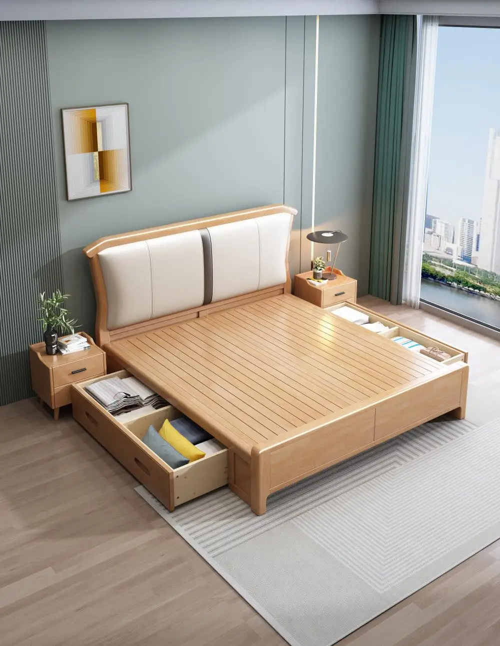 Odm Oem New Arrival Modern King Size Bed Style Wood Bed Solid Wood