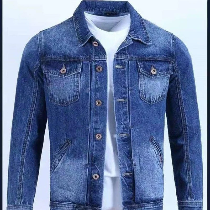 Spring And Fall Retro Denim Men's Fashion Brand Handsome Cargo Jacket Korean Version Slim Casual Wear Clothes_voghion.com