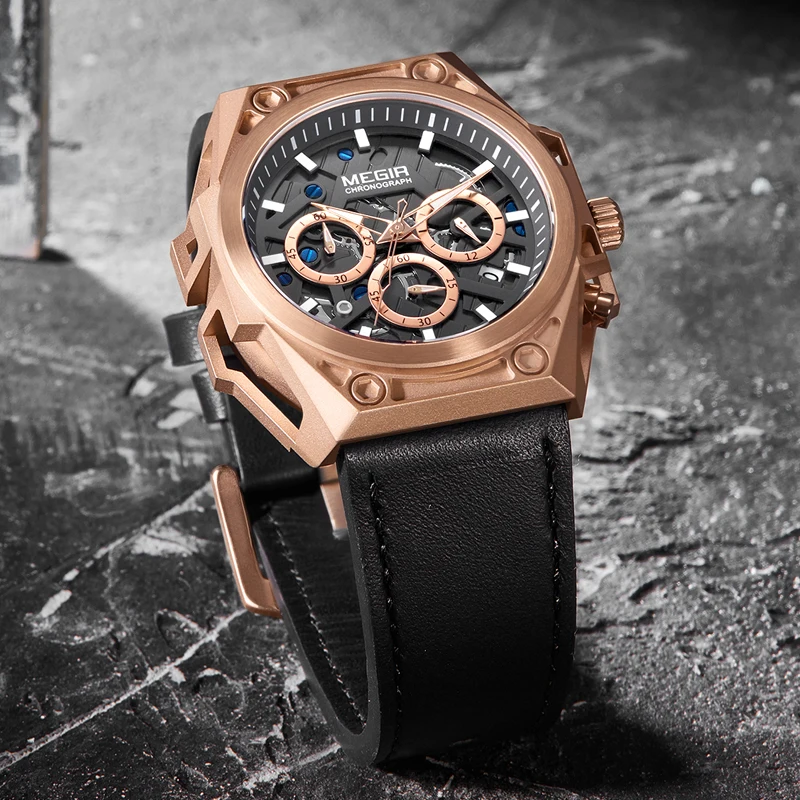 Relojes Hombre Megir 4220 Stainless Steel Chronograph Watches