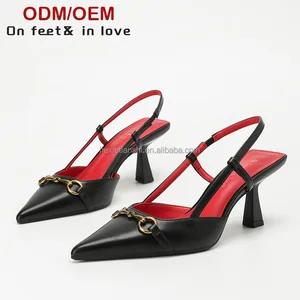 European-American Style Women's Luxury Summer Sandals Pointed Toe Thin Heel Sexy Open Back Counter TPU Light Weight High Heels