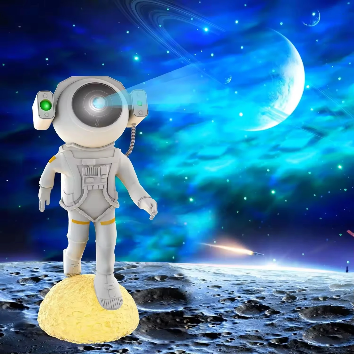 Muti-color Standing on the Moon Astronaut Projector Starry Night