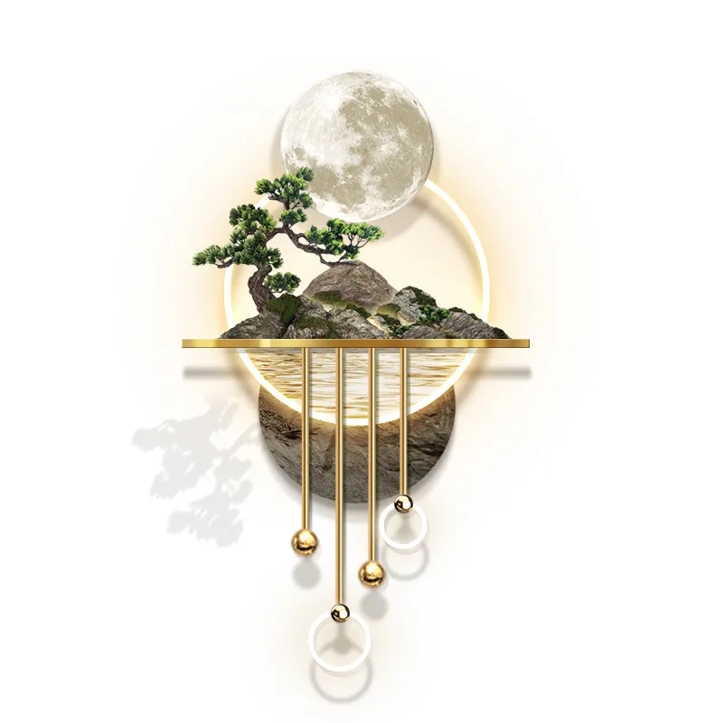 3D Three-Dimensional Porch Landscape Led Light Painting Art Wall Home Decor Luxury Led Light Wall Lamp Hanging Painting Murals