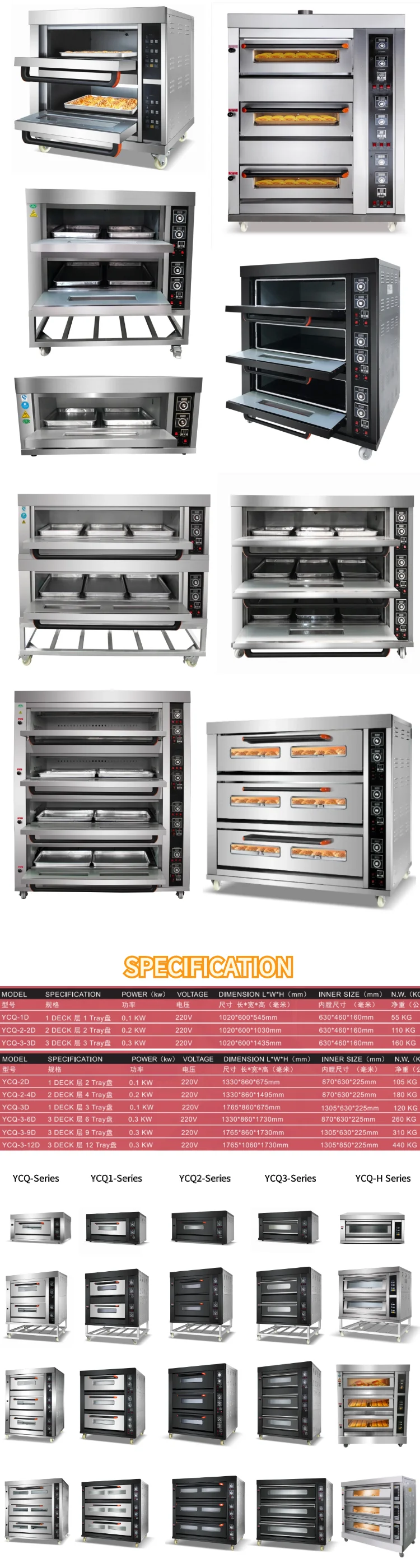 Industrial big pizza 3 4 decks 9 12 16 trays gas power electric bread deck commercial oven bakery Equipment for baking cake sale