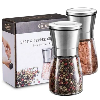 2024 Seasoning Bottle Grinder Kitchen Gadgets Manual Stainless Steel Spice Mill Ceramic Burr With Base