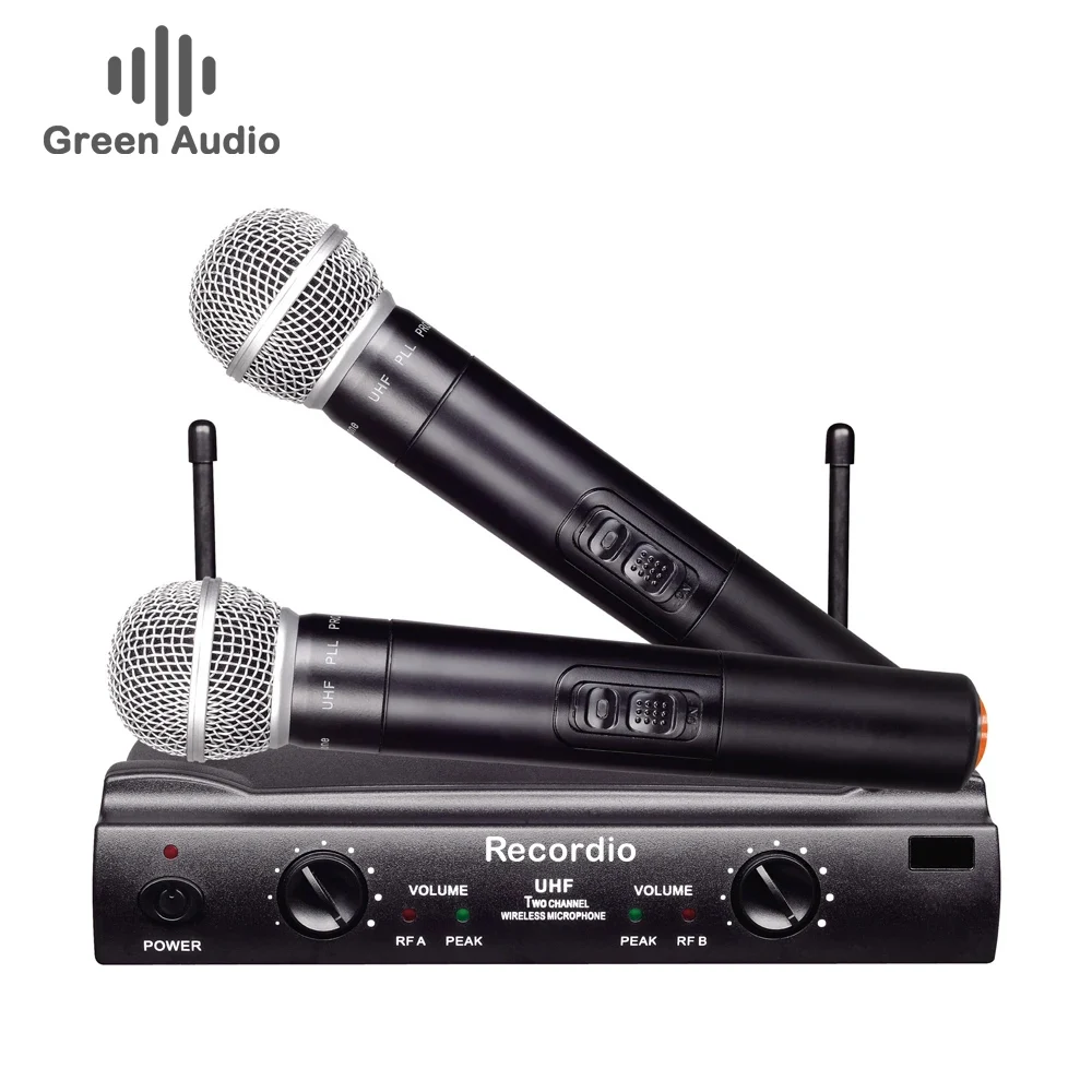 UHF WIRELESS MICROPHONE ワイヤレスマイクセット GAW-U200ワイヤレスマイクシステムハンドヘルドマイク2チャンネル