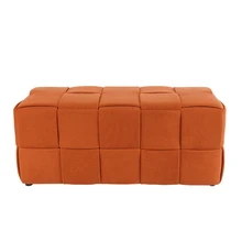 Modern New Design Woven Fabric Covered Cube Seating Ottoman Stool Pouf