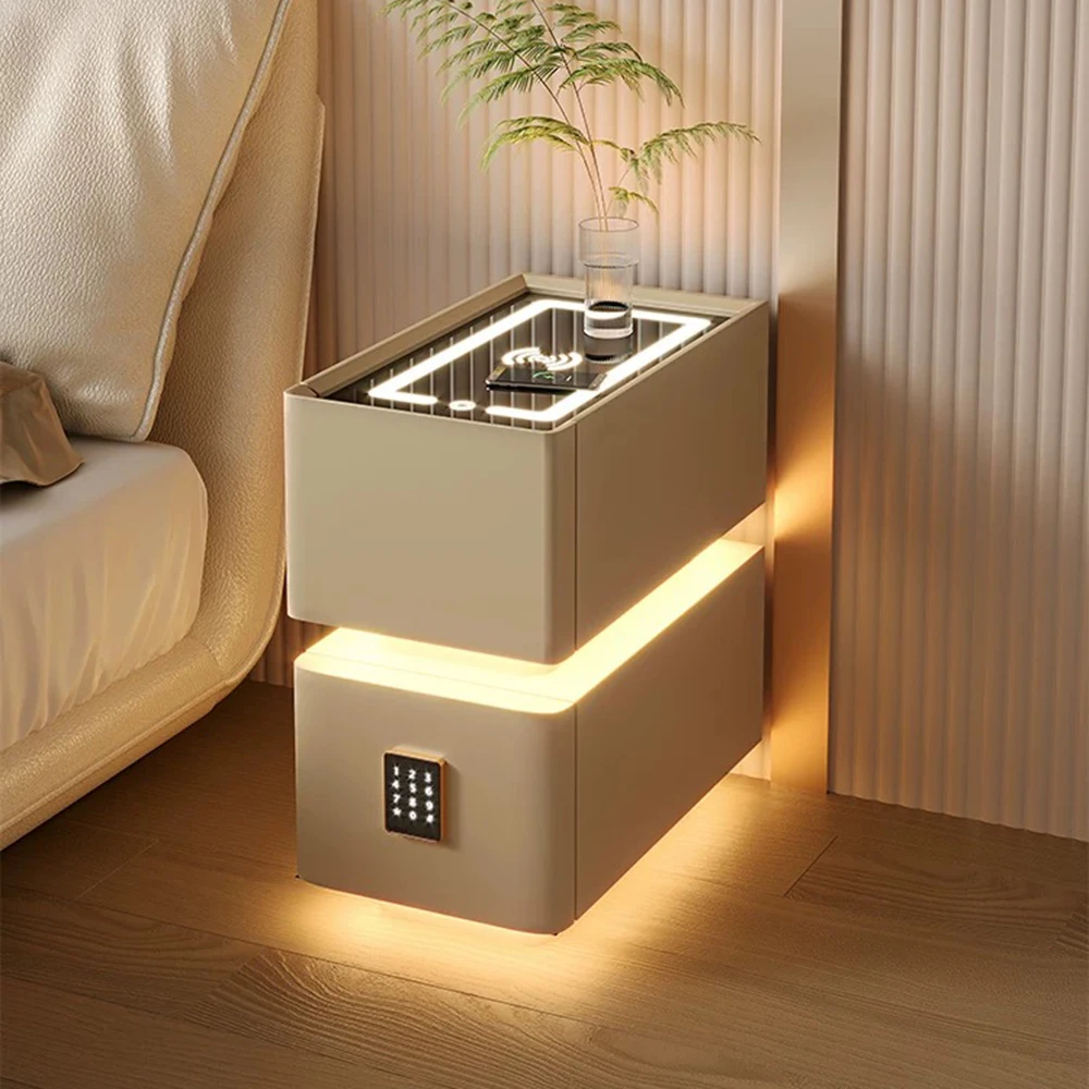 Mini Ultra-narrow Smart Bedside Table New Simple Wireless Charger Advanced Sense With Lock Bedroom Smart Bedside Table Cabinet