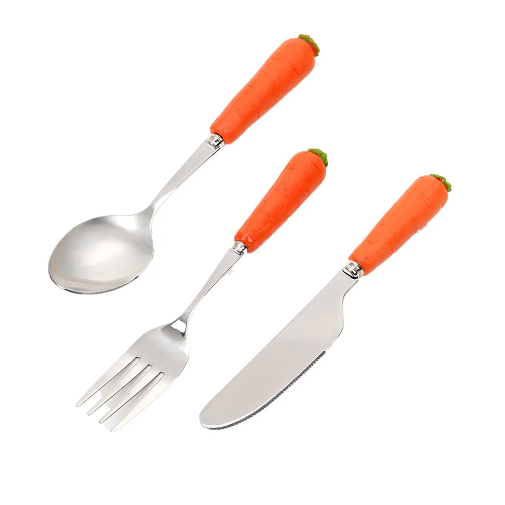 3pc Kids Cutlery Set Stainless Steel Childrens First Dinner Spoon Fork Utensil 
