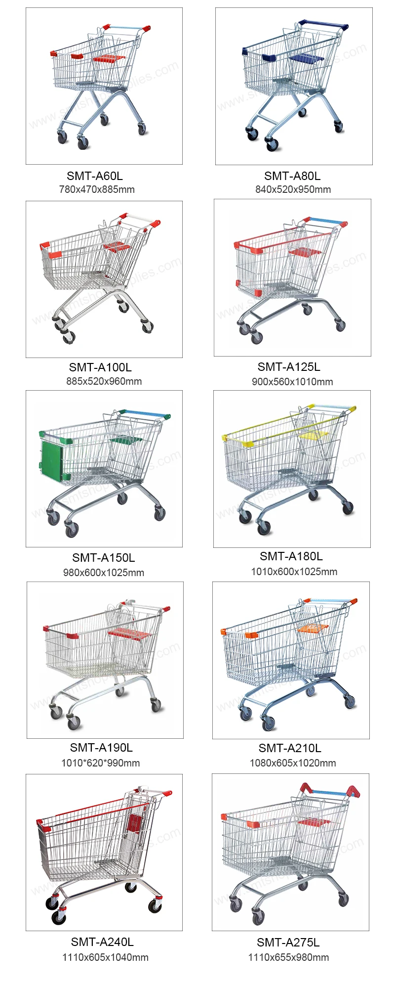 180l Metal Supermarket Shopping Trolley For Sale Factory Price Shopping