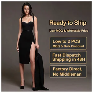 Women Sleeveless Spaghetti Strap Bandage Dress Elegant Sexy Casual Summer Dress High Split Anti Wrinkle Washable Custom OEM ODM