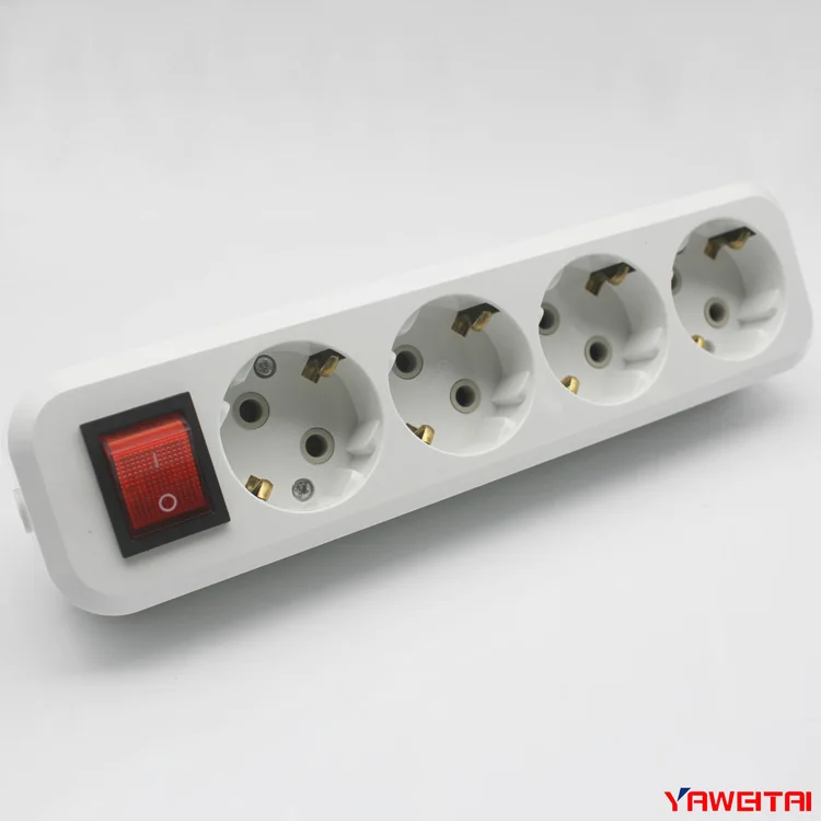 European 4 Gang Extension Socket With Switch/ Electrical 4 Gang Power ...