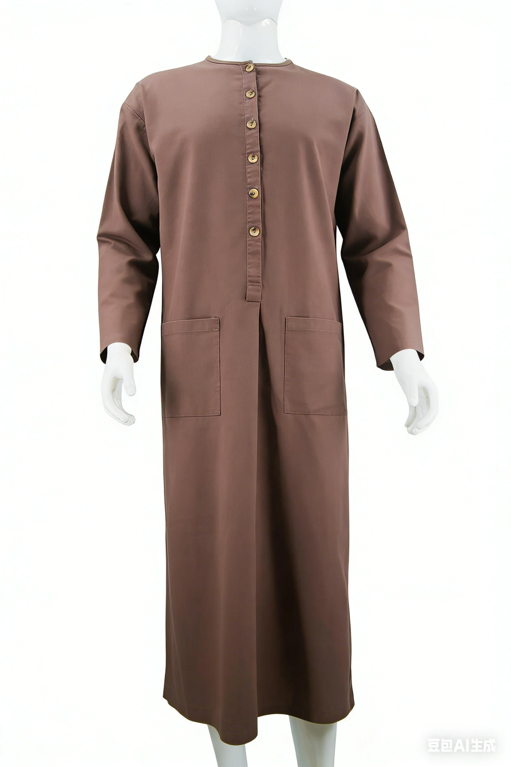 Dubai's New Men's Linen Abaya Southeast Asian Muslim Style Long Sleeve Loose Stand Collar Door Tube Robe Middle Eastern Ethnic