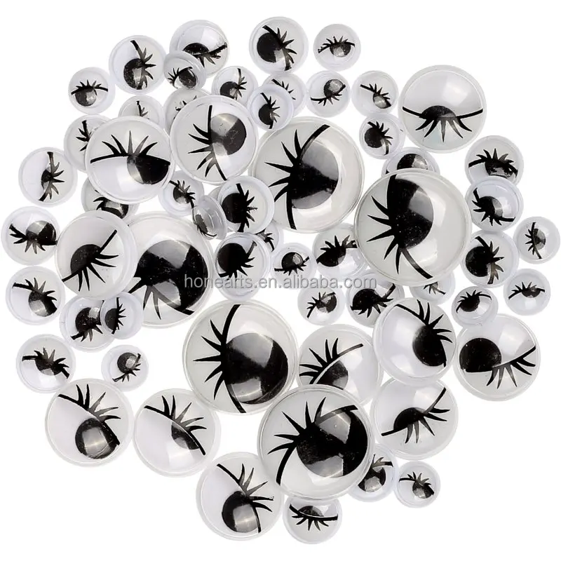 Pvc Material Wiggle Googly Eye Diy Craft Use Movable Doll Eyes With Eyelash Sticky Back Plastic 