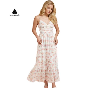 High Quality Custom Women Elegant Casual Sexy Floral Long Frock Maxi Dress Summer Skirt Dress for Ladies