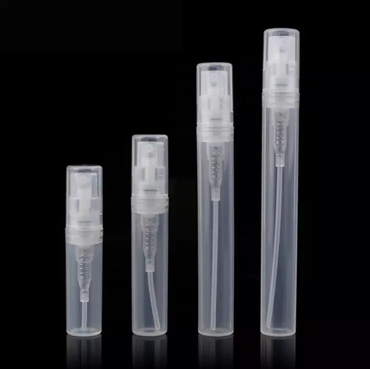 Free Sample 2ml 3ml 4ml 5ml Empty Travel Use Pen Shape Plastic Spray Bottle clear Black pp Empty Perfume Plastic Spray Bottle