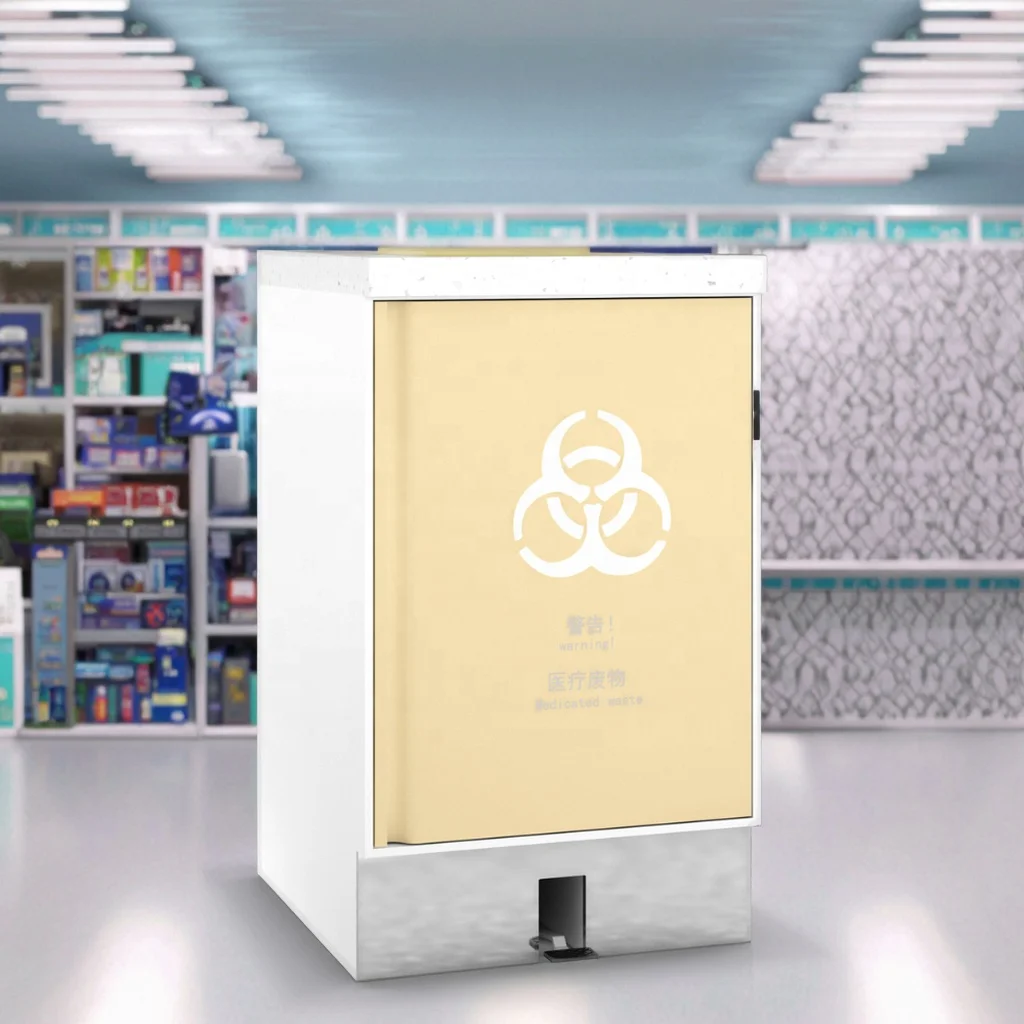 Clinical Stainless Steel Recyclable Bin Cabinet 780mm Foot-Pedal Operation for Hospitals Schools Easy Clean Surfaces Castor 4
