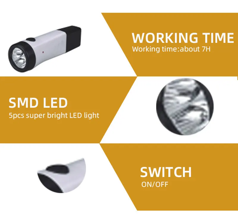 Rechargeable Torch Battery LED Light Outside Use Flashlight