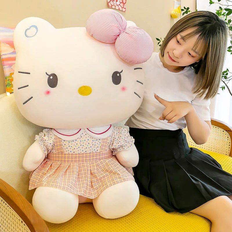 Big Size Hello Kitty Plush Toys Sanrio Cute Anime Peripherals Movie Kt Cat Stuffed Dolls Soft 3893