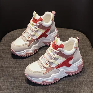 High Quality Women's Shoes with Thick Sole and Raised Matte Leather for Spring and Autumn Casual and Fashionable Sports Shoes