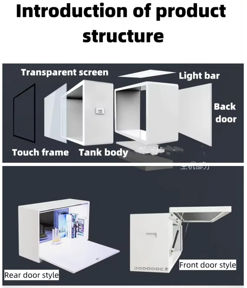 transparent oled screen  15.6 To 86 inch showcase door open front window 3d display  for products display factory