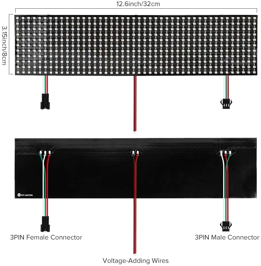 BTF LIHTING Rgb a Rduino 22*22 11*44 Flexible 2427 Ws2812b Led matrix