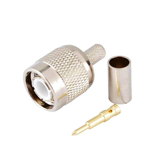 High Quality RF Coaxial TNC Male Crinmp Type Connector for RG58 LMR195 RG142 Cable
