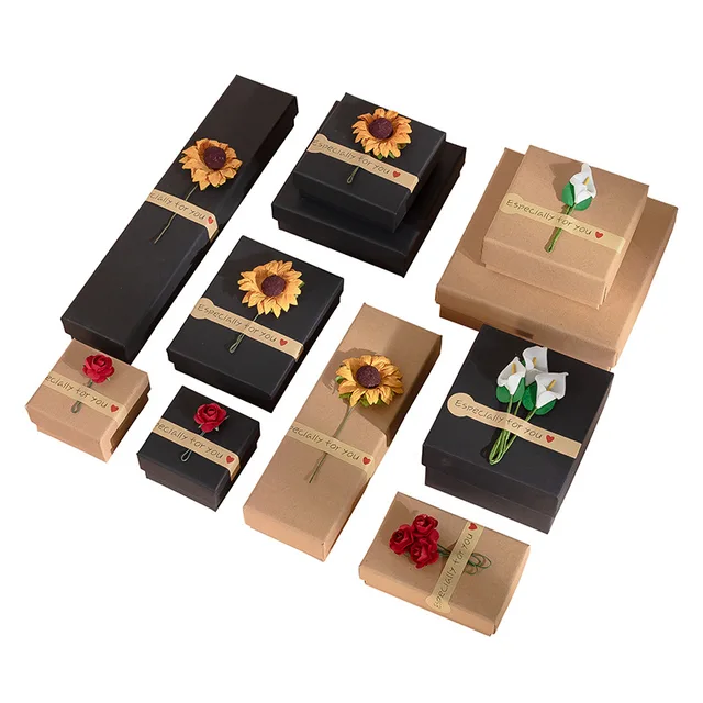 Black Leather Applique Rigid Gift Box with Recycled Materials