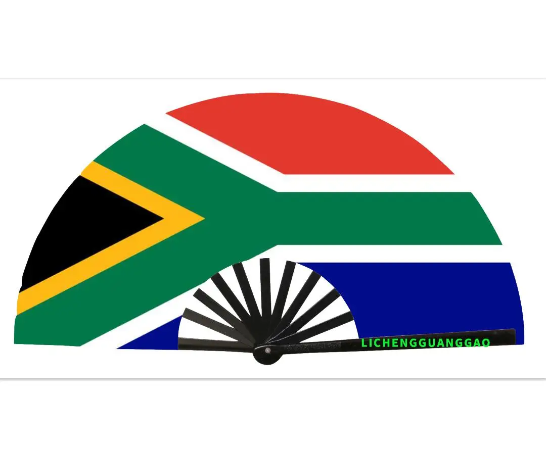 South Africa Flag 2026 New Design Handheld Fan South American Style Handheld Open And Close Lightweight Festival Decoration Fan_voghion.com