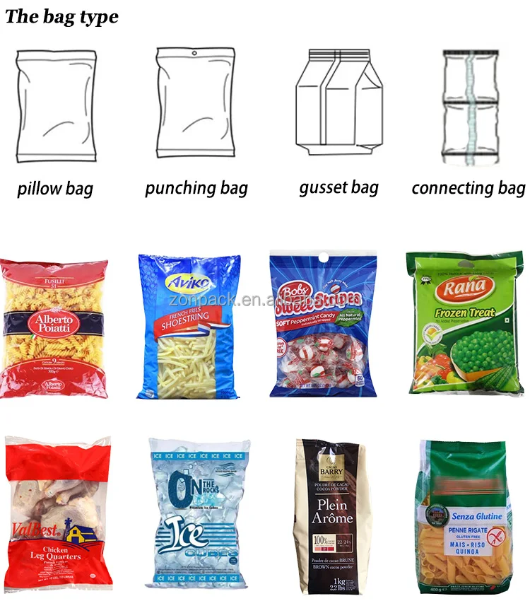 Multi-Function Weighing Vertical Food Snacks Packaging Potato Chips Packing Machine