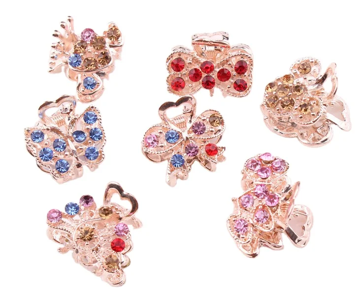 Женские заколки для волос из сплава розового золота со стразами металлические с серебряными кристаллами