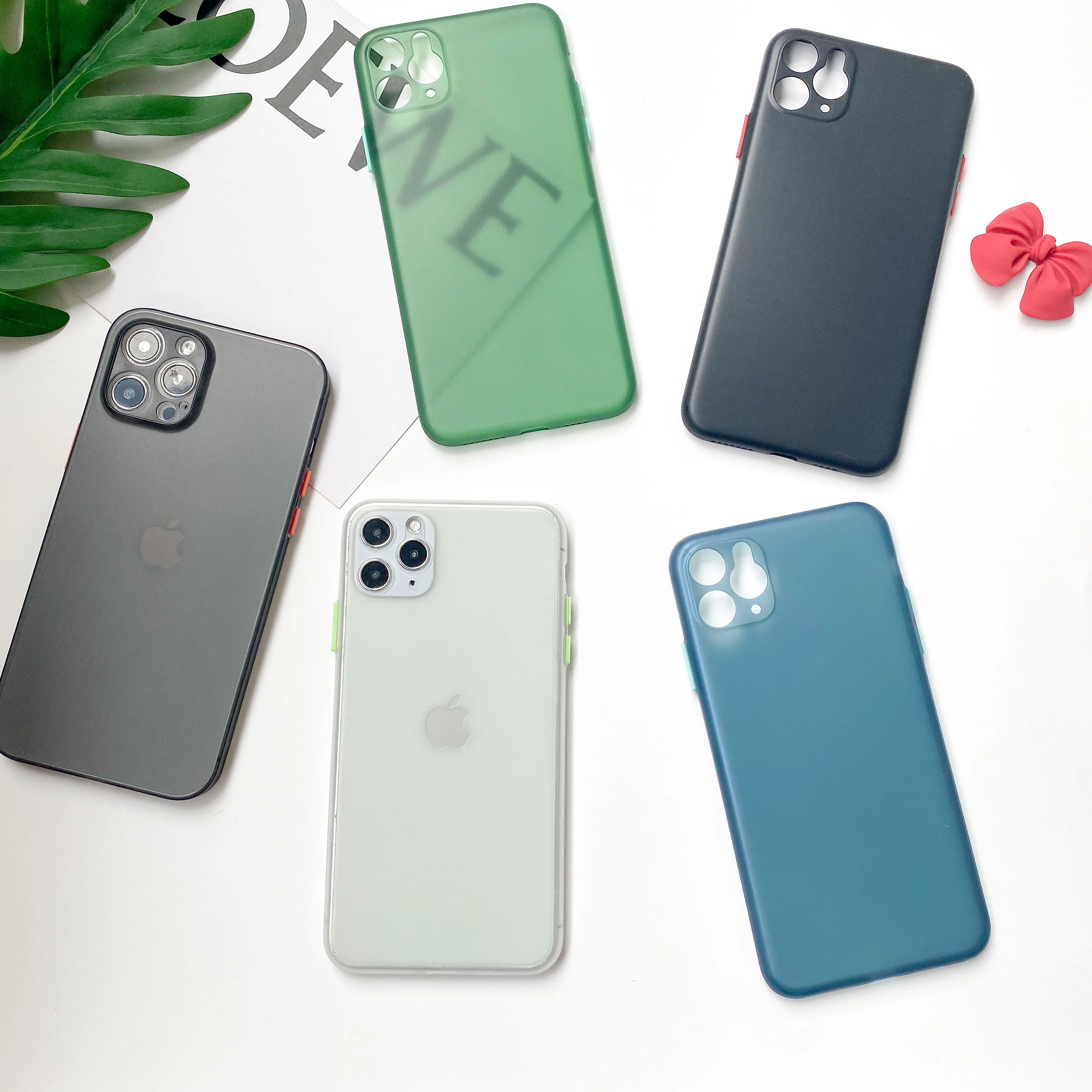 2021 New Ultra Thin Cell Phone Case for iPhone Protective Lens Cover Matte PP Transparent Soft Case for iPhone 12 pro max