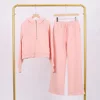 Peony powder hooded half-pull sweat pants set