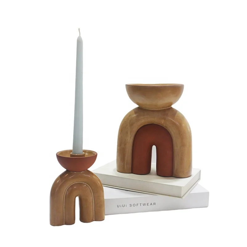 eco no metal ceramic antique candle holders column design pillar candle holder  black color for home decoration