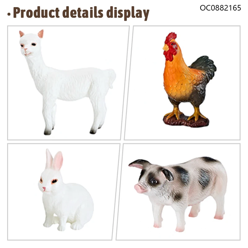 36pc Goose Rabbit Chicken Sheep Mini Model Plastic Cartoon Farm Animal Set Toys
