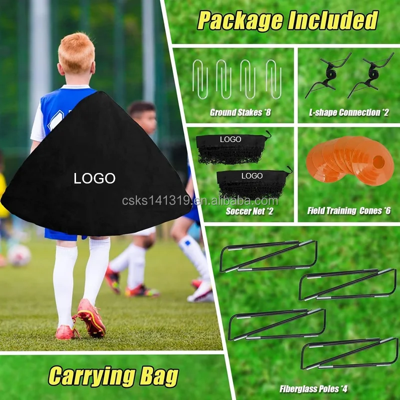 One-stop Solution Soccer Training Equipment Pop Up Goal Portable Training Soccer Goal set Foldable Football Net Goal details