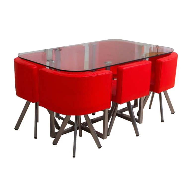 Modern Design Elegant Glass and Chrome Dining Table Chairs Set Made in China Factory