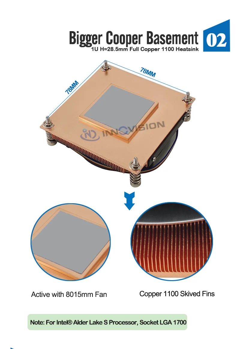 Heatsink Active Cpu Cooler, 1U, LGA1700, 125W, TDP - detail 6