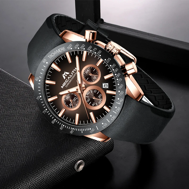 MEGALITH 8270 Classical Steel Wristwatch Luminous Luxury Quartz Men Watch