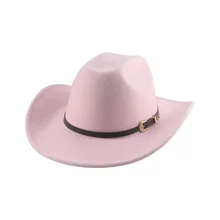 Women's Wool Felt Wide Brim Western Cowboy Hat Fedora Jazz Hat For Man