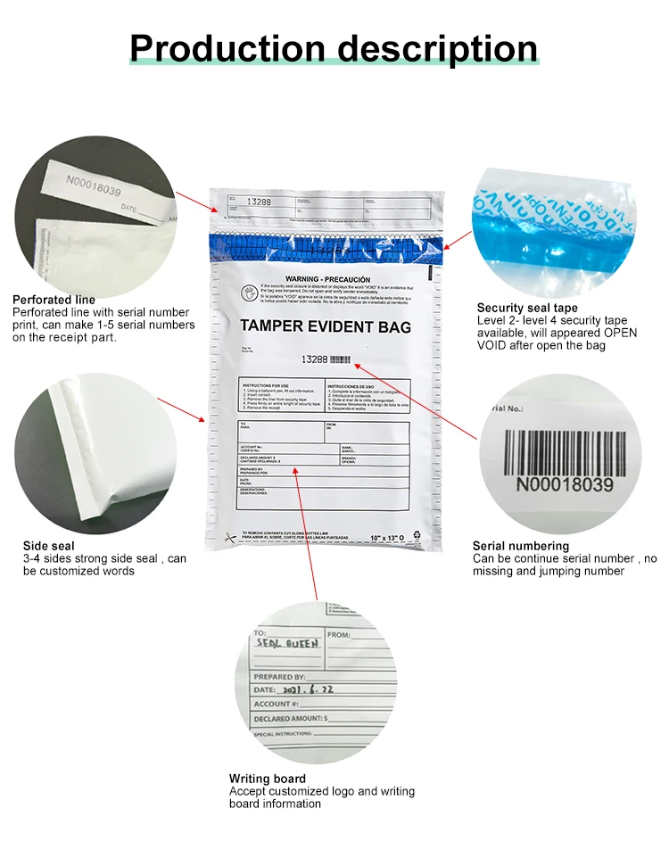 Ldpe High Security Self Sealing Deposit Courier Plastic Tamper Evident