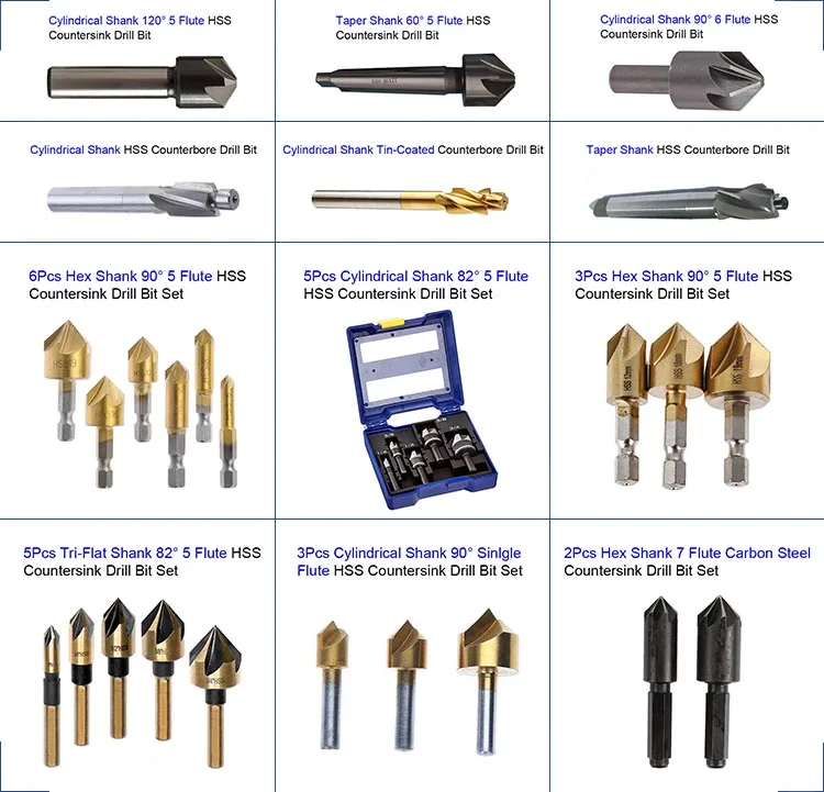 100 Degree High Speed Steel Threaded Shank Micro Stop Countersink