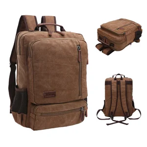 custom logo MKW5091 Custom Logo Unisex Travel Sports Laptop Backpack Vintage Waterproof Lightweight Zipper Large Capacity Canvas Students