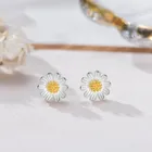 Earrings Earrings PONEES Korean Little Daisy 925 Sterling Silver Earrings Fashion Flower Stud Earrings For Girls