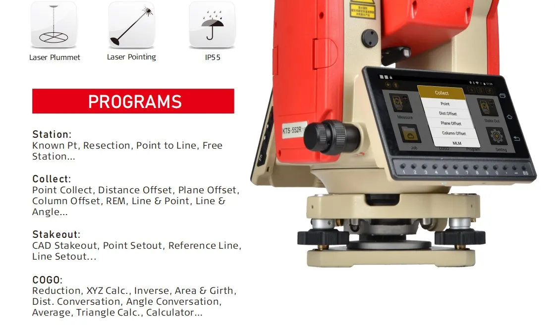 Geographic Surveying Instrument Total Station Kolida Kts552r15 Dual