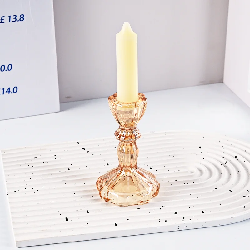 product factory wholesale glass candle holder for candlestick wedding home decoration table suitable for both sides candle holders-6